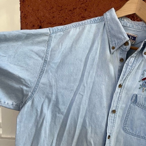 Wons Wear Denim Shirt Button Up Embroidered Birdhouse Theme. Size 2XL - Picture 7 of 8